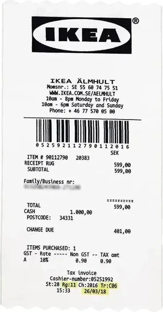 Ikea receipt carpet Rep — Kakobuy Spreadsheet