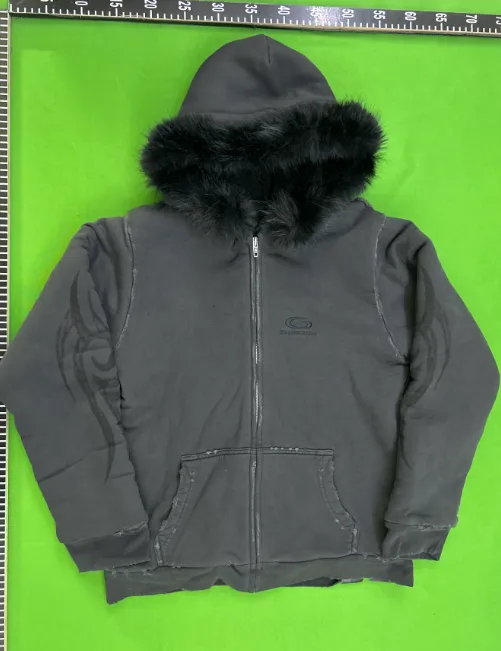 Balenciaga Fur Zipper Hoodie (Black) QC photo 1