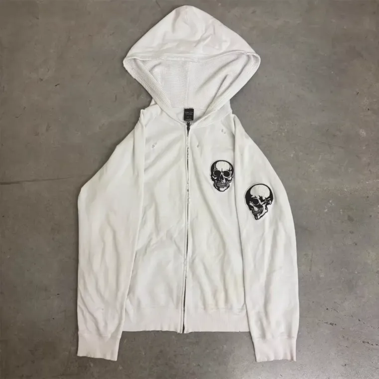 White Number Nine Double Skull Hoodies QC photo 1
