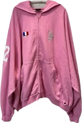 Balenciaga Distressed Polo Hoodie (Pink) Rep