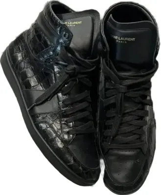 Saint Laurent Crocodile Leather High Top Sneaker Rep