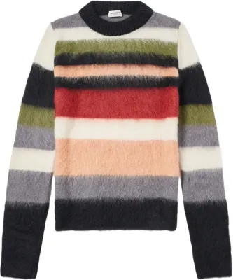 Saint Laurent Striped Mohair Knit Sweater Rep